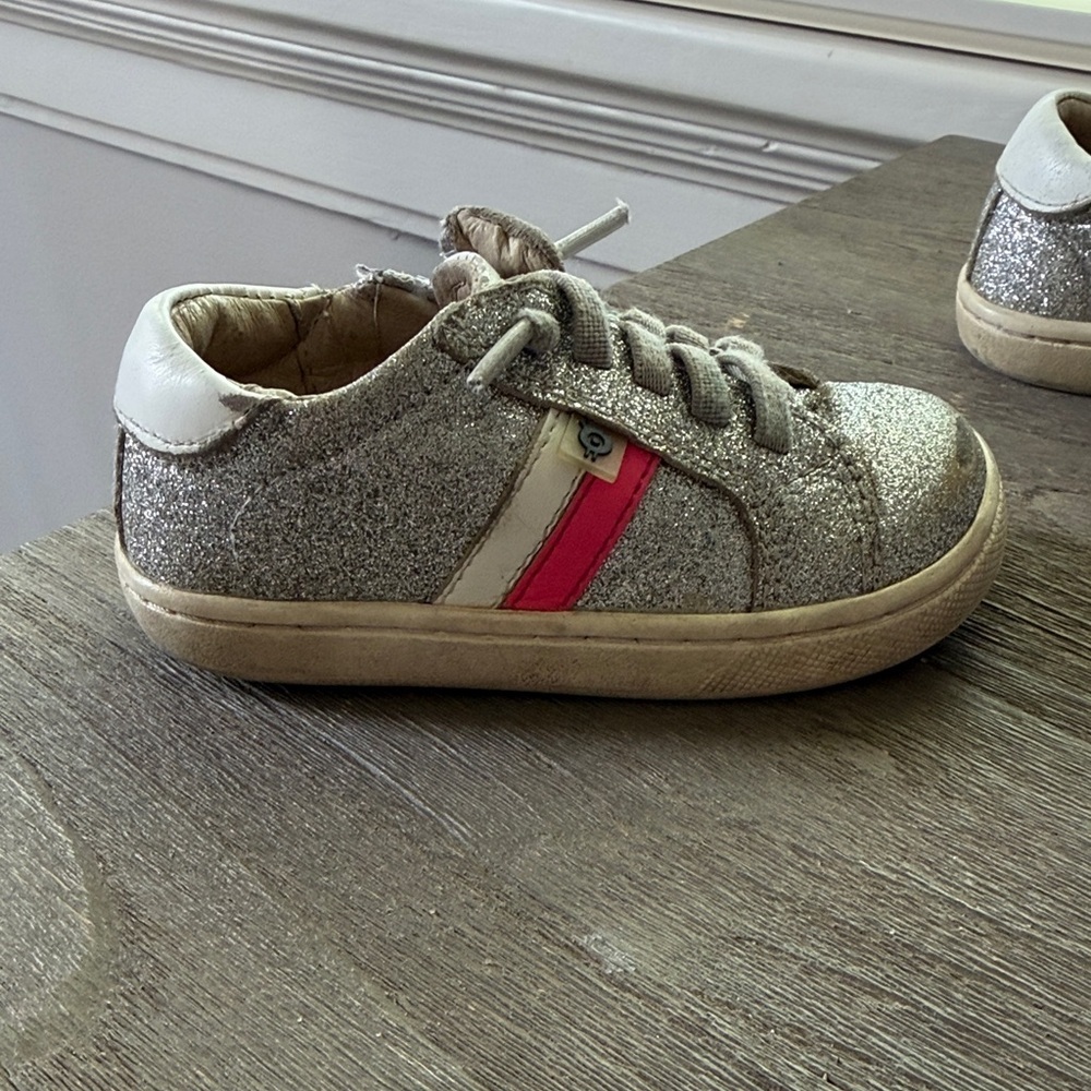 Old Soles Silver Glitter Sneakers with Pink Stripe - Picture 4 of 10